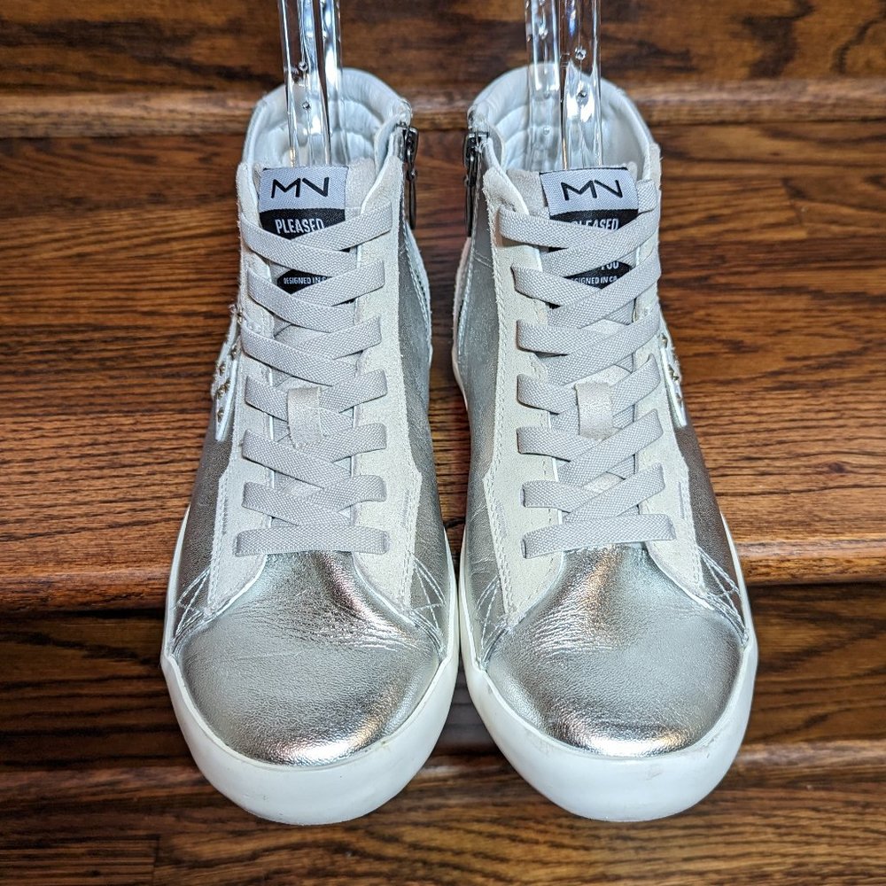 Mark Nason Stellar Frankie Silver Metallic High-Top Sneakers Size 7.5
